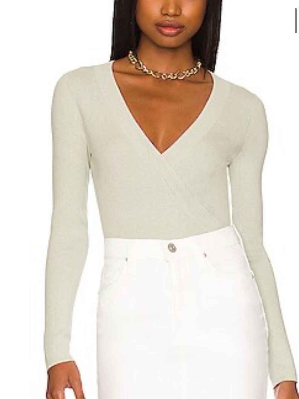 One Grey Day M Cedric Cotton-cashmere grey softcore luxury V neck bodysuit